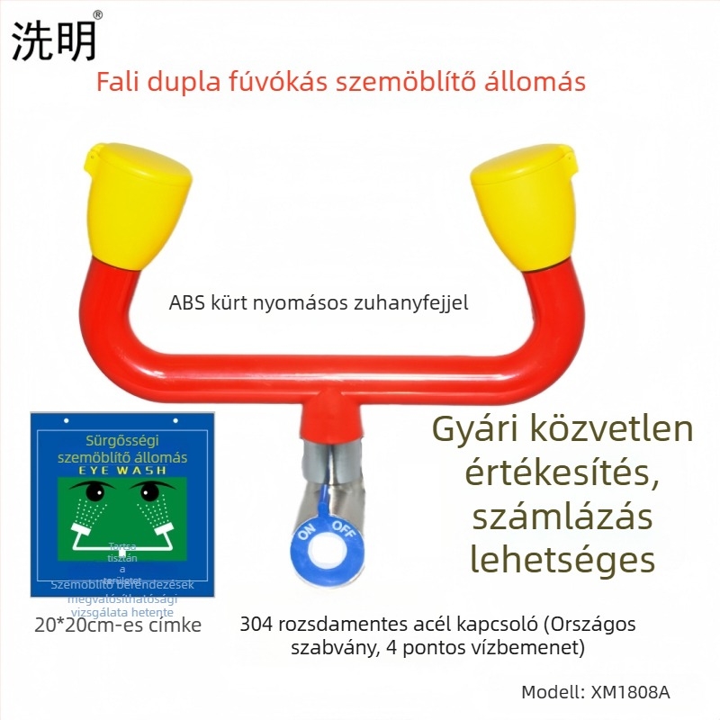 Asztali szemmosó készülék dupla fúvókával, 304 rozsdamentes acélból és ABS-ből, gyárak, kórházak és iskolák számára