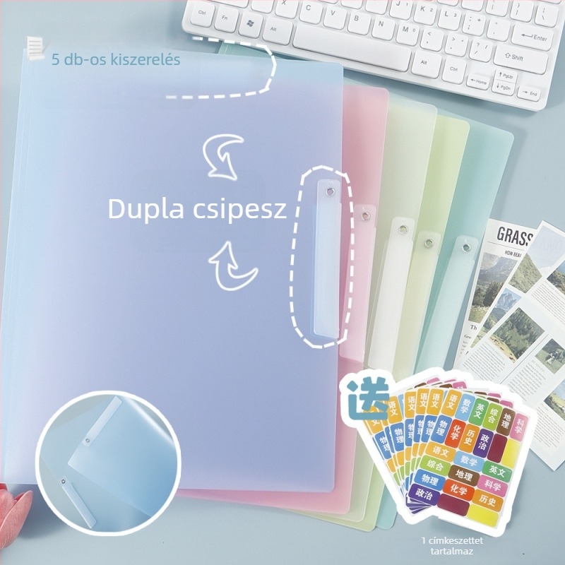 A4-es mappa színes betétekkel és szervezővel