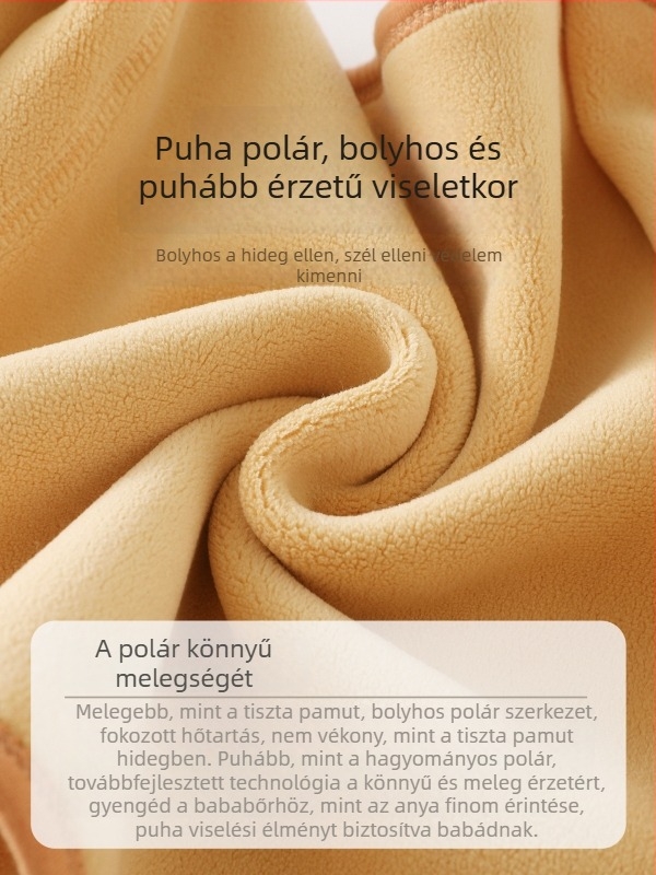 Baba fleece kardigán kabát, uniszex, rövid fazon, kerek nyakú, fleece-béléssel, téli viseletre, tavaszra és őszre