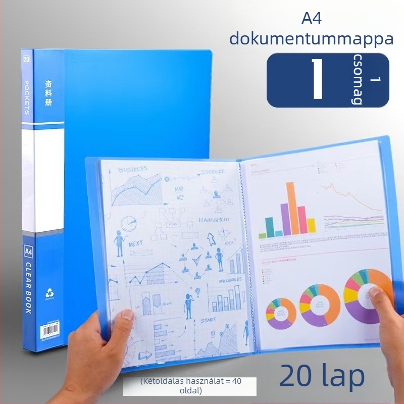 A4-es vastagított dokumentum mappa, beillesztő zseb, többrétegű kotta mappa, irodai kellékek