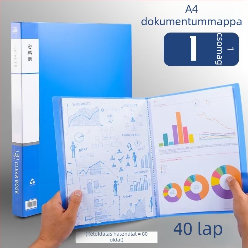 A4-es vastagított dokumentum mappa, beillesztő zseb, többrétegű kotta mappa, irodai kellékek