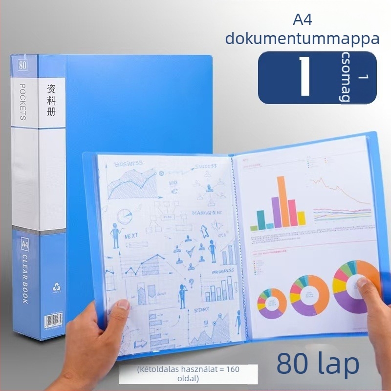 A4-es vastagított dokumentum mappa, beillesztő zseb, többrétegű kotta mappa, irodai kellékek
