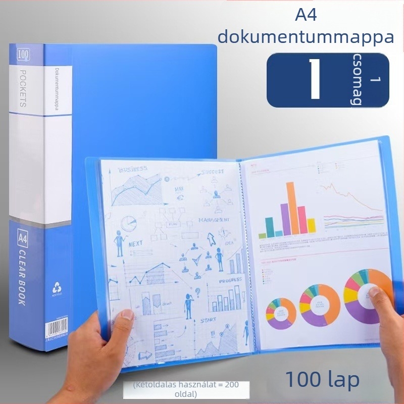 A4-es vastagított dokumentum mappa, beillesztő zseb, többrétegű kotta mappa, irodai kellékek