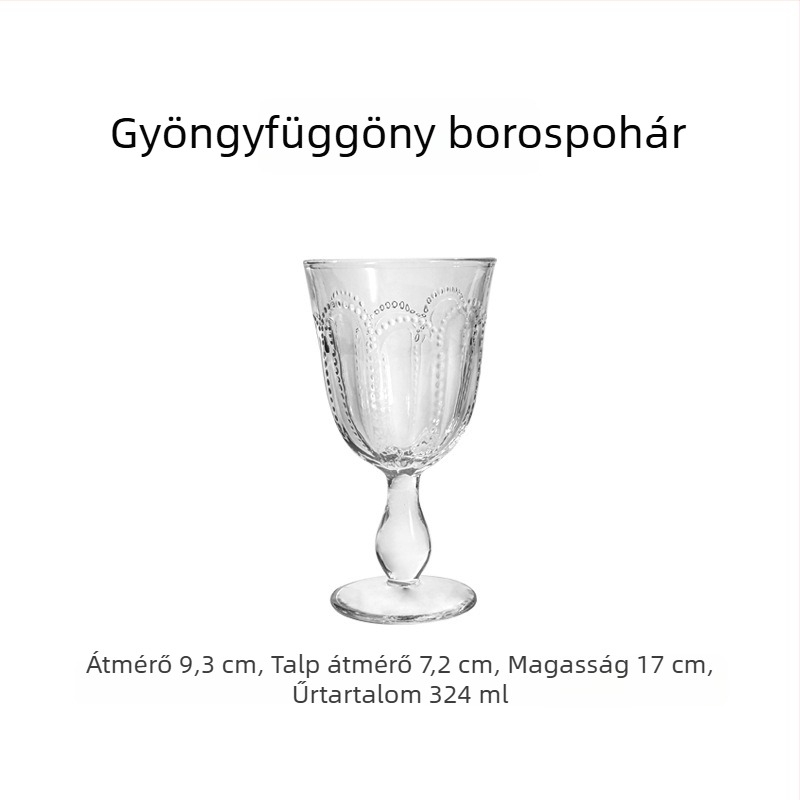 Instagram-stílusú magas goblet, európai retro reliefes virágmintával, vörösborhoz és gyümölcsléhez, könnyed luxus