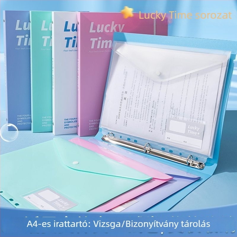 A4-es kötős mappa átlátszó dokumentumtartó zsebekkel, nagy kapacitású