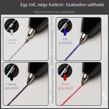 Fém 4 az 1-ben toll gravitációs érzékelővel, többszínű gél toll