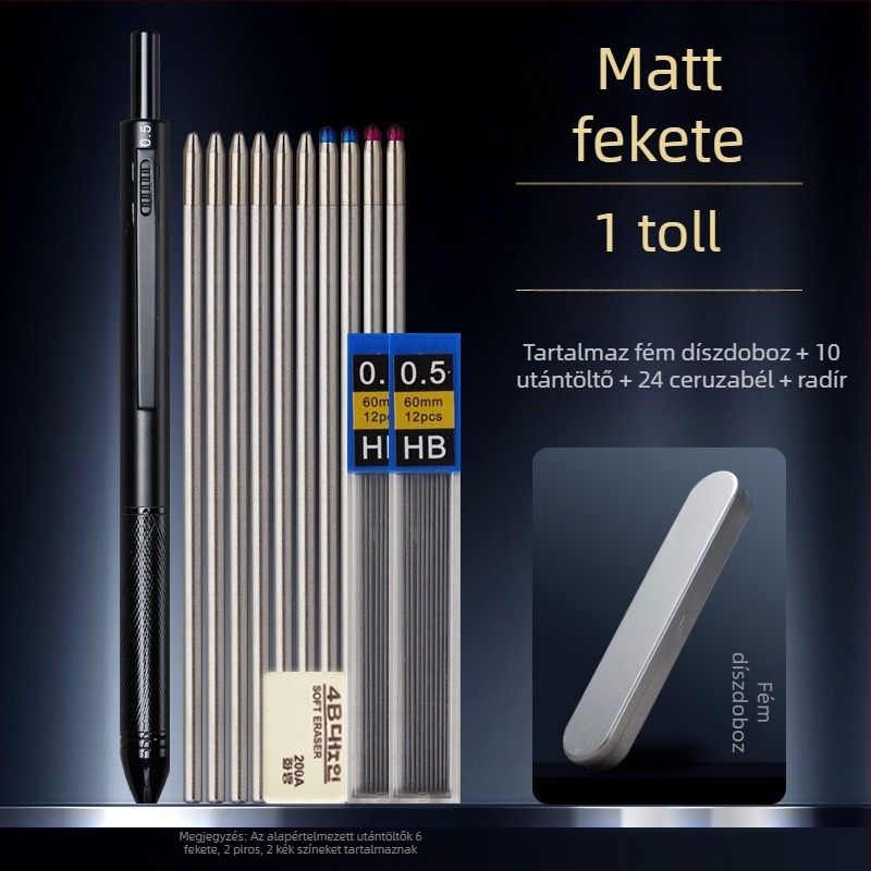 Fém 4 az 1-ben toll gravitációs érzékelővel, többszínű gél toll