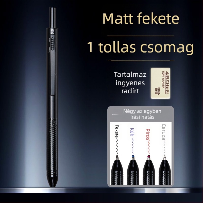 Fém 4 az 1-ben toll gravitációs érzékelővel, többszínű gél toll