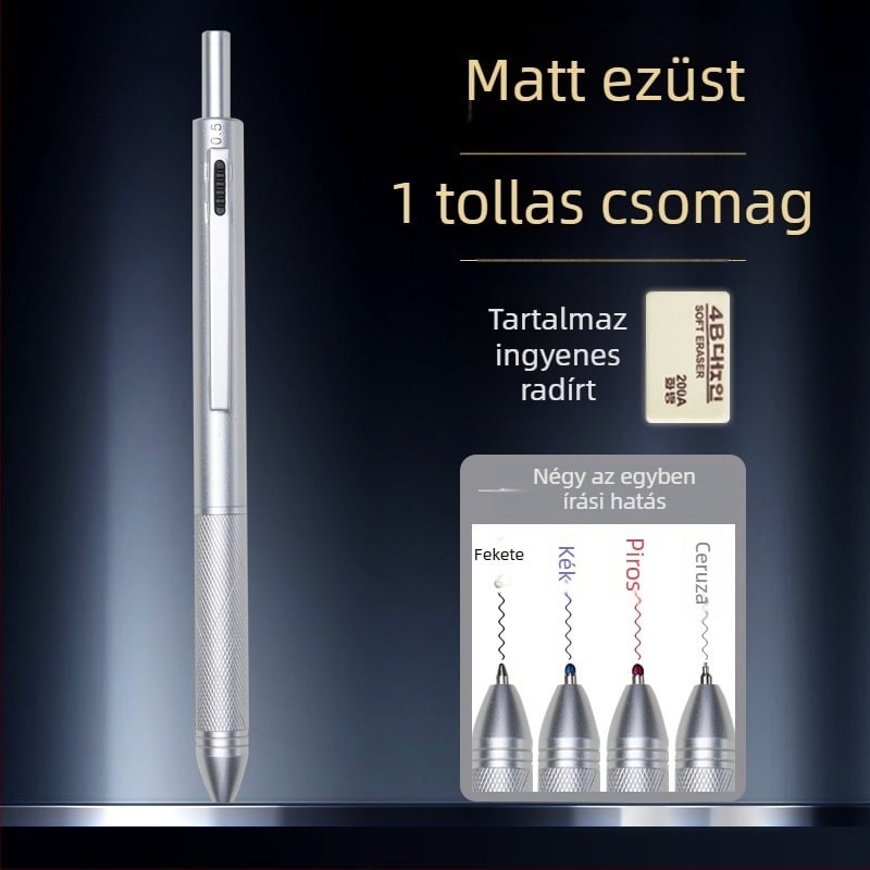 Fém 4 az 1-ben toll gravitációs érzékelővel, többszínű gél toll