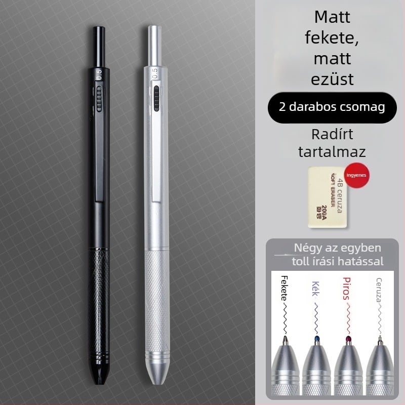 Fém 4 az 1-ben toll gravitációs érzékelővel, többszínű gél toll