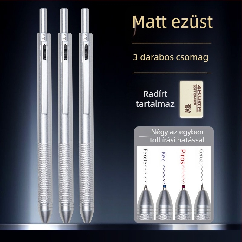 Fém 4 az 1-ben toll gravitációs érzékelővel, többszínű gél toll