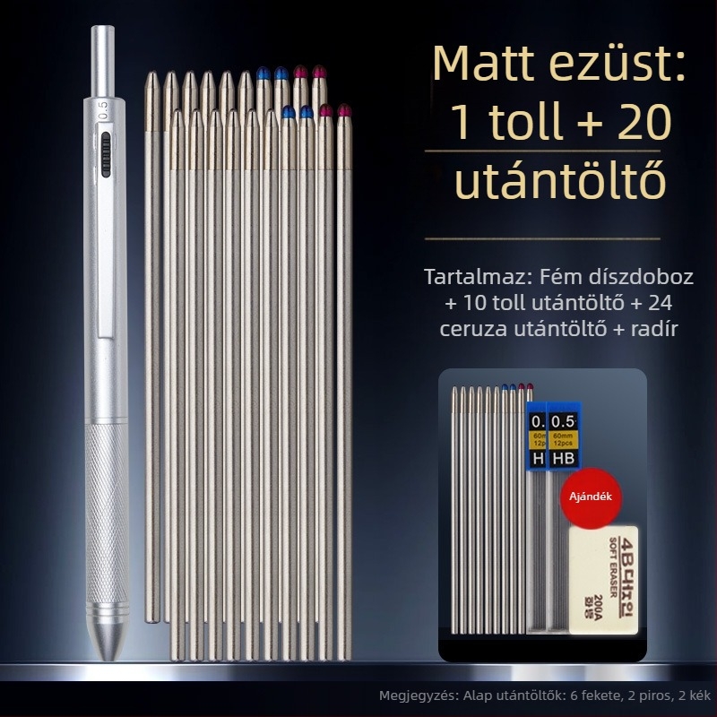 Fém 4 az 1-ben toll gravitációs érzékelővel, többszínű gél toll