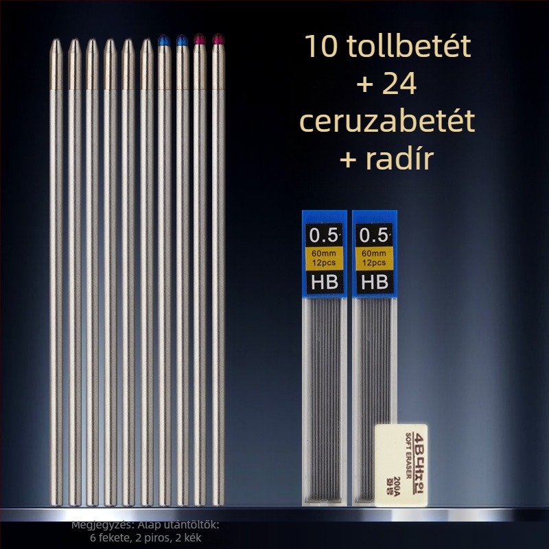 Fém 4 az 1-ben toll gravitációs érzékelővel, többszínű gél toll