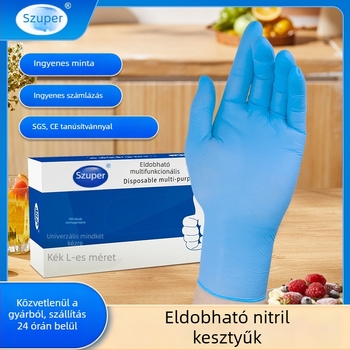 Nitril egyszer használatos kesztyűk – olajálló, kopásálló, tartós, vízálló, munkavédelmi feladatokra, háztartási használatra