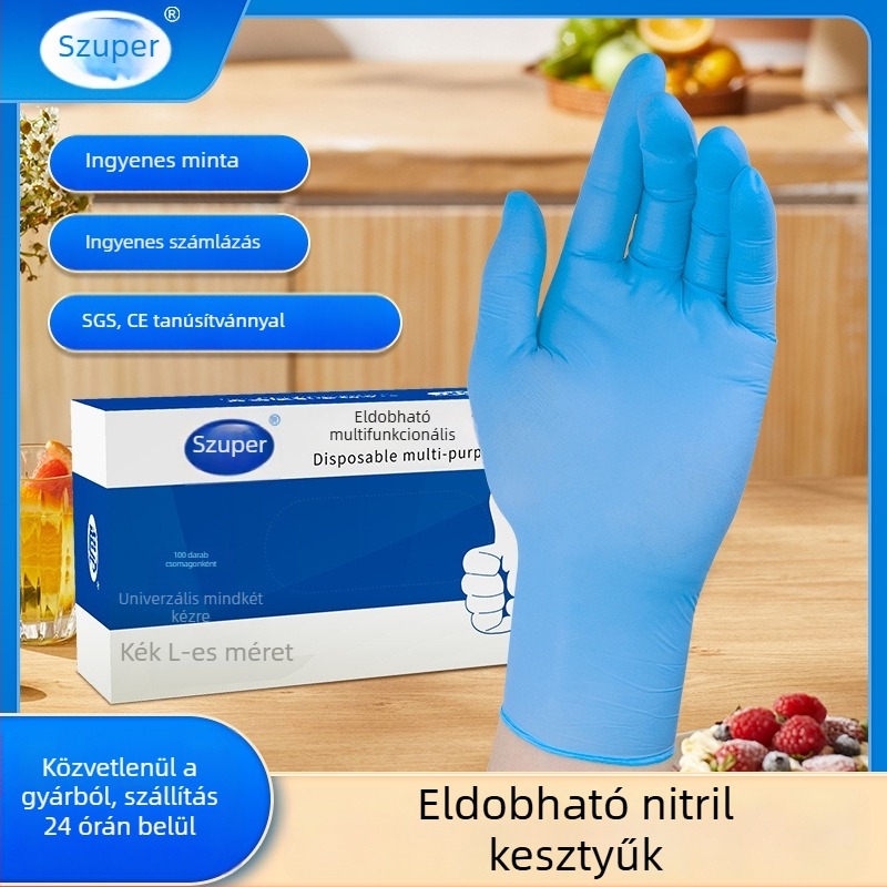 Nitril egyszer használatos kesztyűk – olajálló, kopásálló, tartós, vízálló, munkavédelmi feladatokra, háztartási használatra