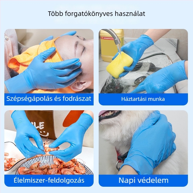 Nitril egyszer használatos kesztyűk – olajálló, kopásálló, tartós, vízálló, munkavédelmi feladatokra, háztartási használatra