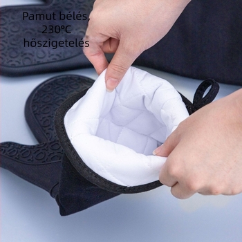 Hosszú, vastag szilikon sütőkesztyű sütéshez és mikrohullámú sütőhöz, hőálló konyhai kesztyű, égési sérüléstől véd