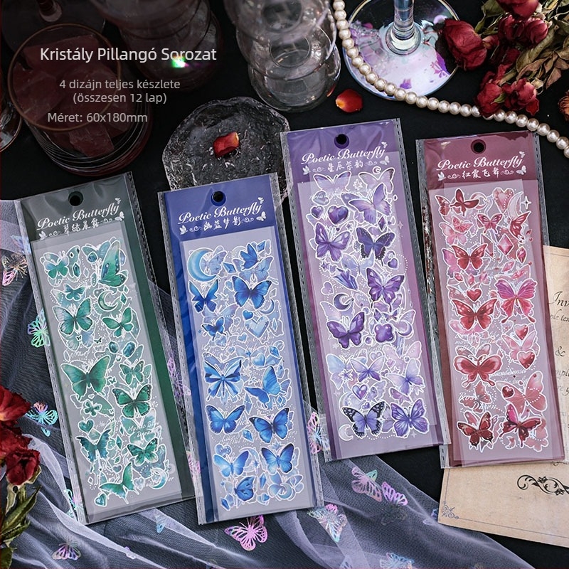 Pillangó sorozat naptár matricák, aranyos vízálló PVC matricák gyerekeknek, Koreai stílusú