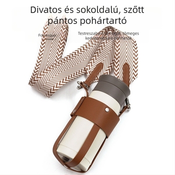 PU bőr pohárvédő szövött pánttal, kültéri hordozható szigetelt pohárfedő rozsdamentes acél poharakhoz, crossbody stílus
