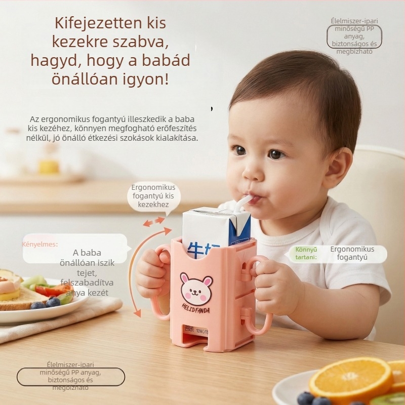 Gyerek tejpohár-tartó dobozos italokhoz, állítható és összecsukható pohárvédő, anti-nyomó eszköz, csepegés elleni tartó