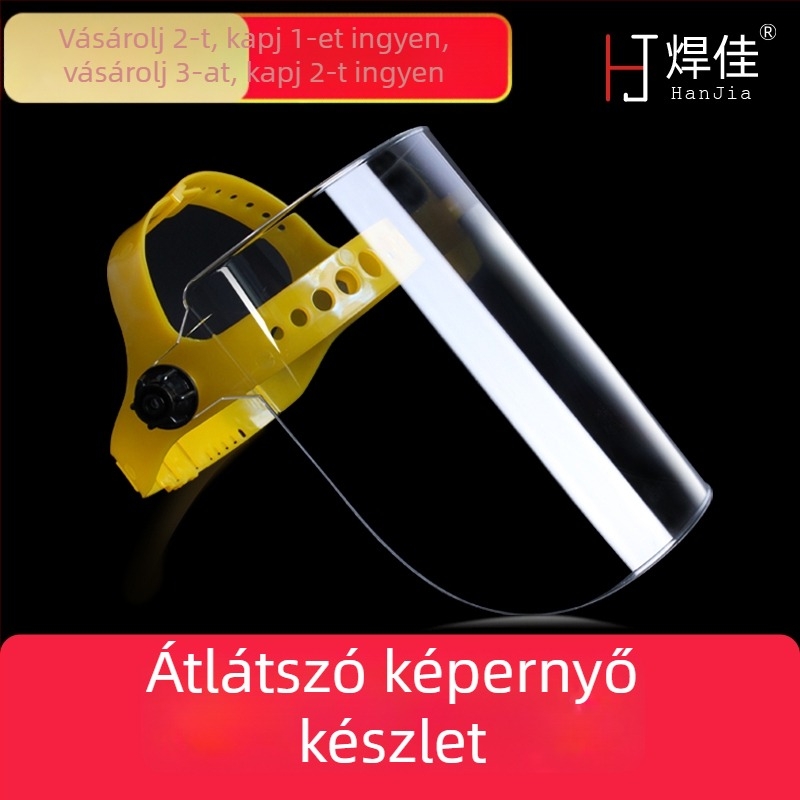 Fejre rögzíthető védő arcvédő a főzéshez, olajfröccsenés elleni védelem és hegesztéshez (teljes arcvédő, alkalmas fűkaszára és argon ívhegesztésre)