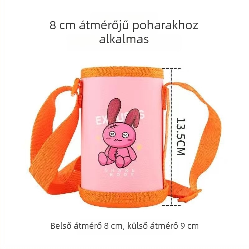 Gyerekeknek készült szigetelt vízpalack tok vállpánttal