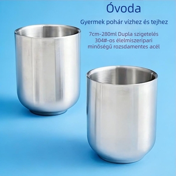304 rozsdamentes acél gyermekeknek készült pohár, dupla falú, égési sérülés elleni, 200 ml, fedél nélkül