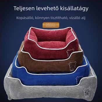 Corduroy anyagú, levehető és mosható házi kedvenc fészek, kis- és közepes testű kutyáknak, négy évszakos vízálló