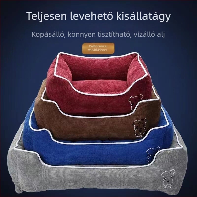 Corduroy anyagú, levehető és mosható házi kedvenc fészek, kis- és közepes testű kutyáknak, négy évszakos vízálló