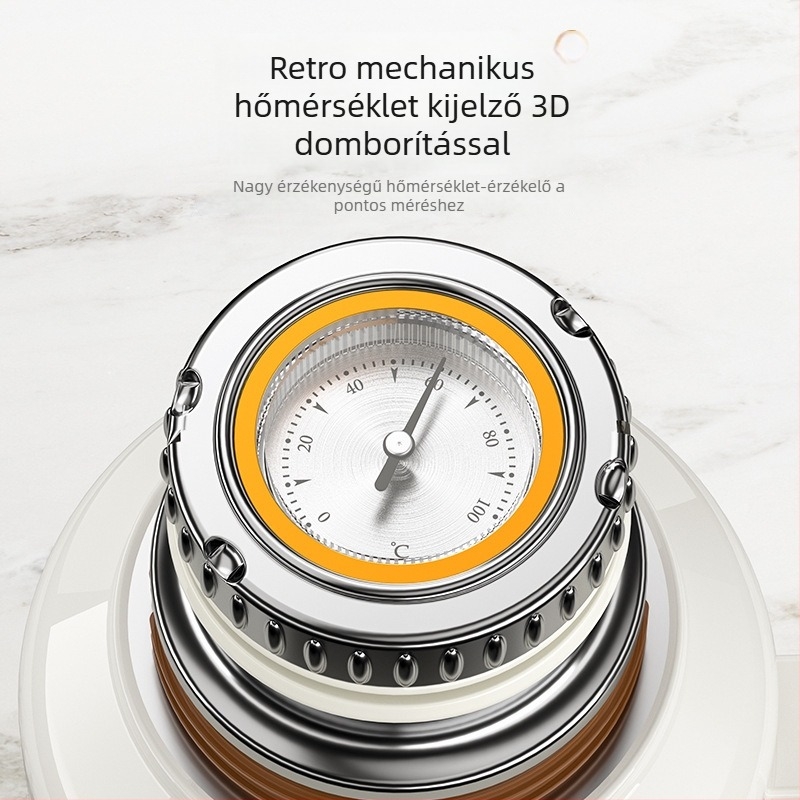 Retro stílusú teás termosz hőmérséklet kijelzővel, 316 rozsdamentes acélból, nagy kapacitású, teafilterrel