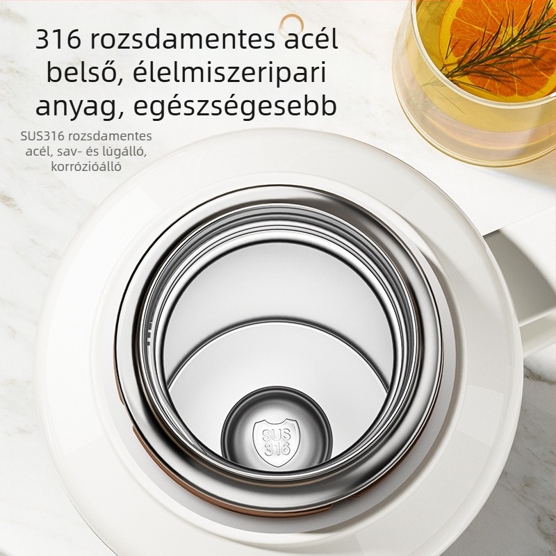 Retro stílusú teás termosz hőmérséklet kijelzővel, 316 rozsdamentes acélból, nagy kapacitású, teafilterrel