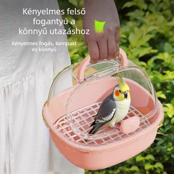 Könnyen hordozható mini madárketrec kültéri használatra, papagájok és kis madarak számára, kézi hordozó kialakítással.