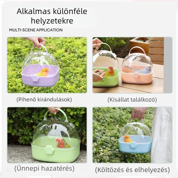 Könnyen hordozható mini madárketrec kültéri használatra, papagájok és kis madarak számára, kézi hordozó kialakítással.
