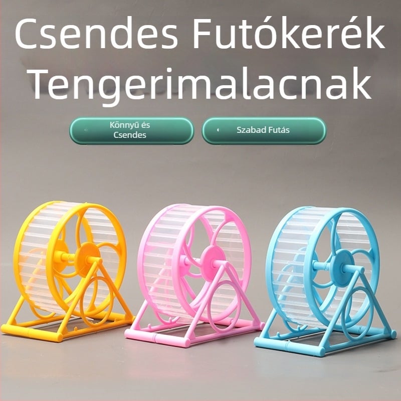 Csendes hörcsög futókerék tartóval és futólabdával – dekoratív ketrecs játék