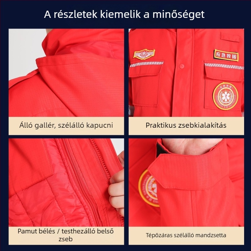 Pamut mentőruha tűzoltók és katasztrófavédelem számára, meleg munkaruha, keresésre és mentésre szolgáló képző ruházat