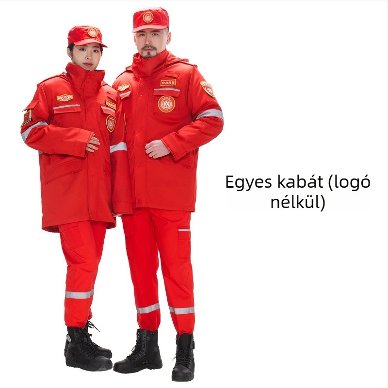 Téli vészhelyzeti mentőmunkaruha – pamuttal bélelt edződzseki