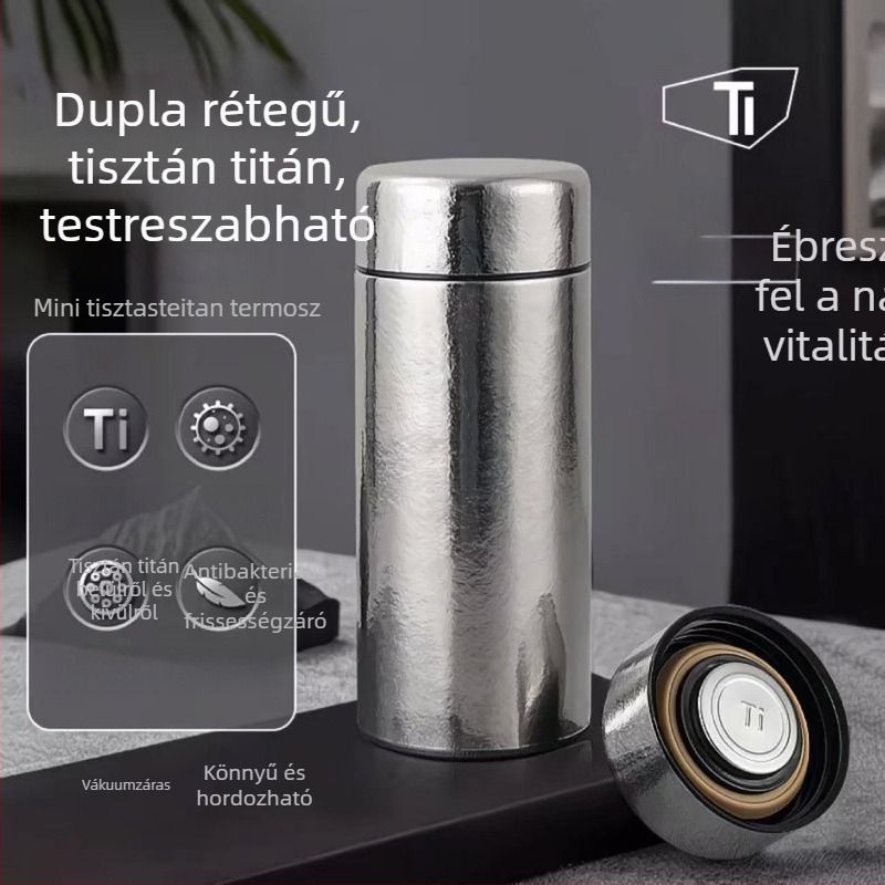 Tiszta titán termosz pohár, ajándék, hordozható belső titánnal