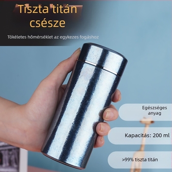Tiszta titán termosz tea számára, mini, hordozható, vákuum-szigeteléssel, otthoni használatra, elegáns megjelenés