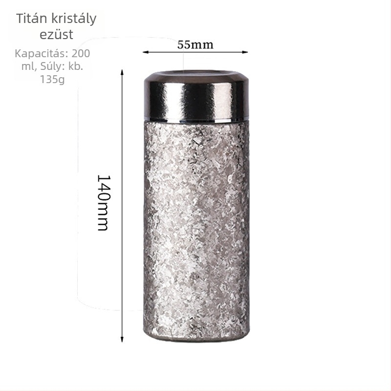 Tiszta titán termosz tea számára, mini, hordozható, vákuum-szigeteléssel, otthoni használatra, elegáns megjelenés