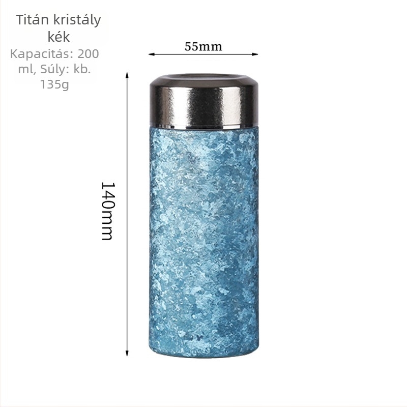 Tiszta titán termosz tea számára, mini, hordozható, vákuum-szigeteléssel, otthoni használatra, elegáns megjelenés