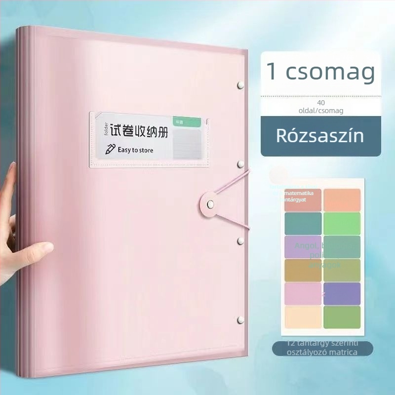 A4-es vizsgadolgozat-dosszié, nagy kapacitású tároló, 40/60 oldal a diákok dokumentumainak tárolására