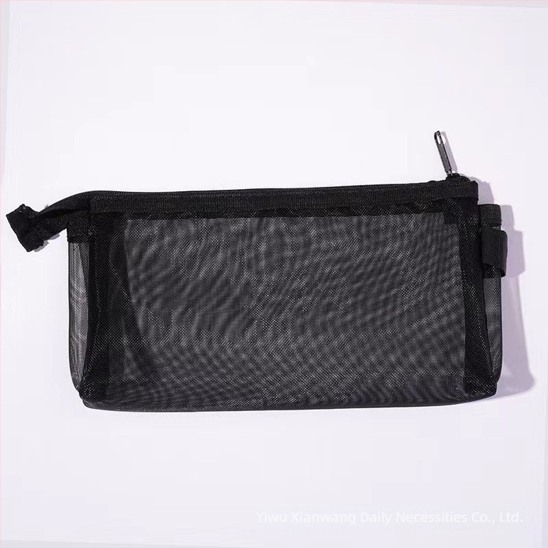 Muji-stílusú minimalist ceruza táska, nagy kapacitású, átlátszó nejlonhálós cipzáros tok irodaszerekhez