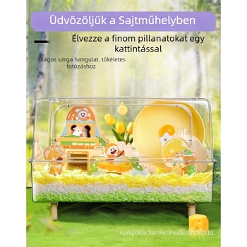 Kano hörcsög fából készült búvóháza luxus tömörfa platformával — téli játék és élőhely-felszerelés