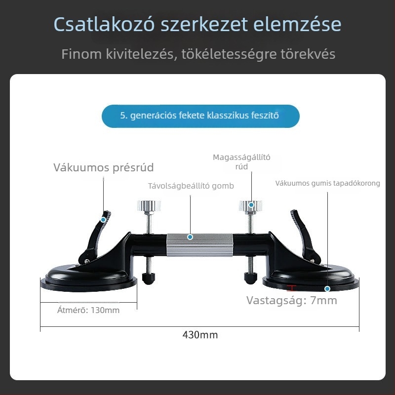 Kőasztal feszítő eszköz márvány- és kvarclemezhez; illesztésének szintezése erős vákuumos fogóval