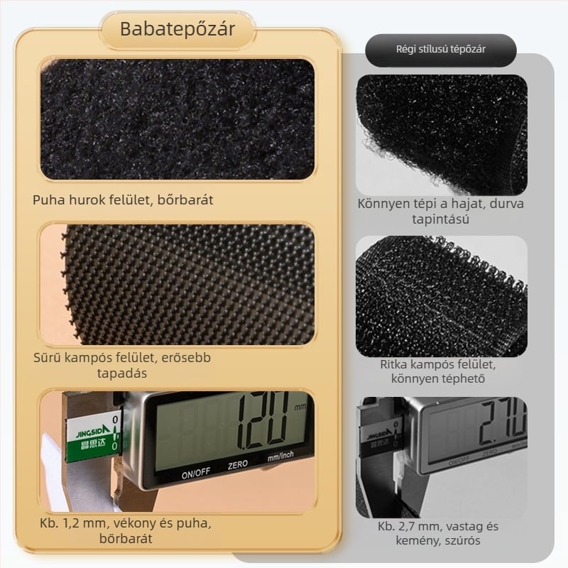 Baba ruháihoz Velcro tépőzár, puha hook-and-loop szalag, fehér, kétoldalas, ragasztó nélküli