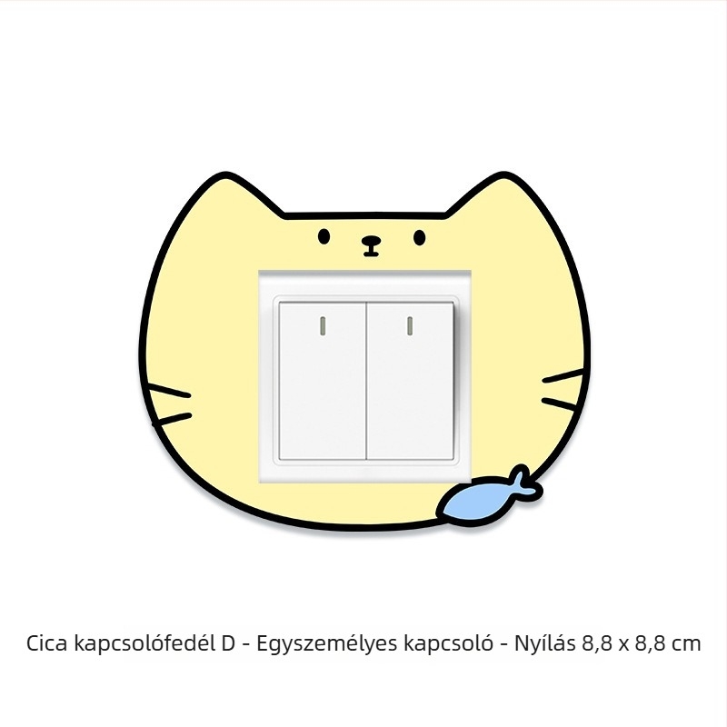 Öntapadós, vízálló dekoratív falikép kapcsoló és konnektor fedél – aranyos állatfigurák, gyerekszobába, akril