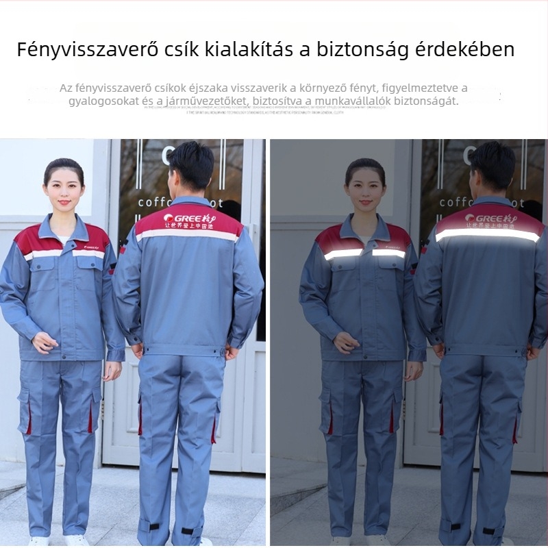 Férfi munkaruha tavasz–ősz, hosszú és rövid ujjú szett, klímaberendezések szervizére, pamutkeverék anyag
