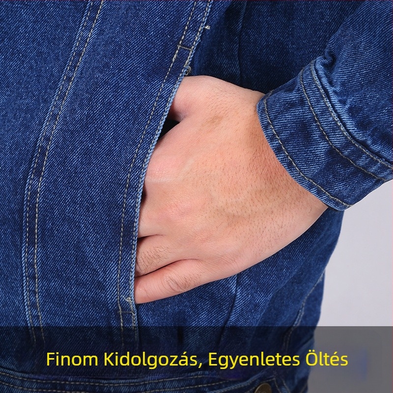 Férfi denim munkaruha szett vastag pamutból – kopásálló védőruha hegesztéshez, villanyszereléshez és autójavításhoz
