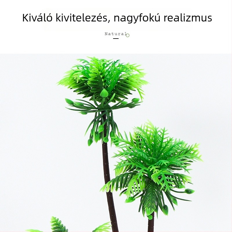 27 cm műanyag kókuszpálma – akváriumi dekoráció, műanyag növény a víz alatti tájhoz