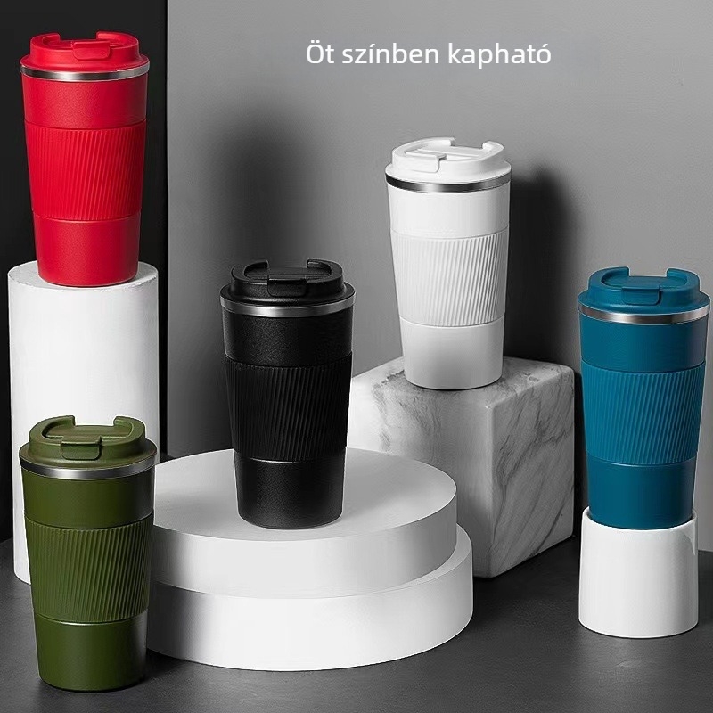 Rozsdamentes acél kávés pohár bőrtokkal, hordozható autó termosz, férfiak és nők számára, modern minimalista dizájn